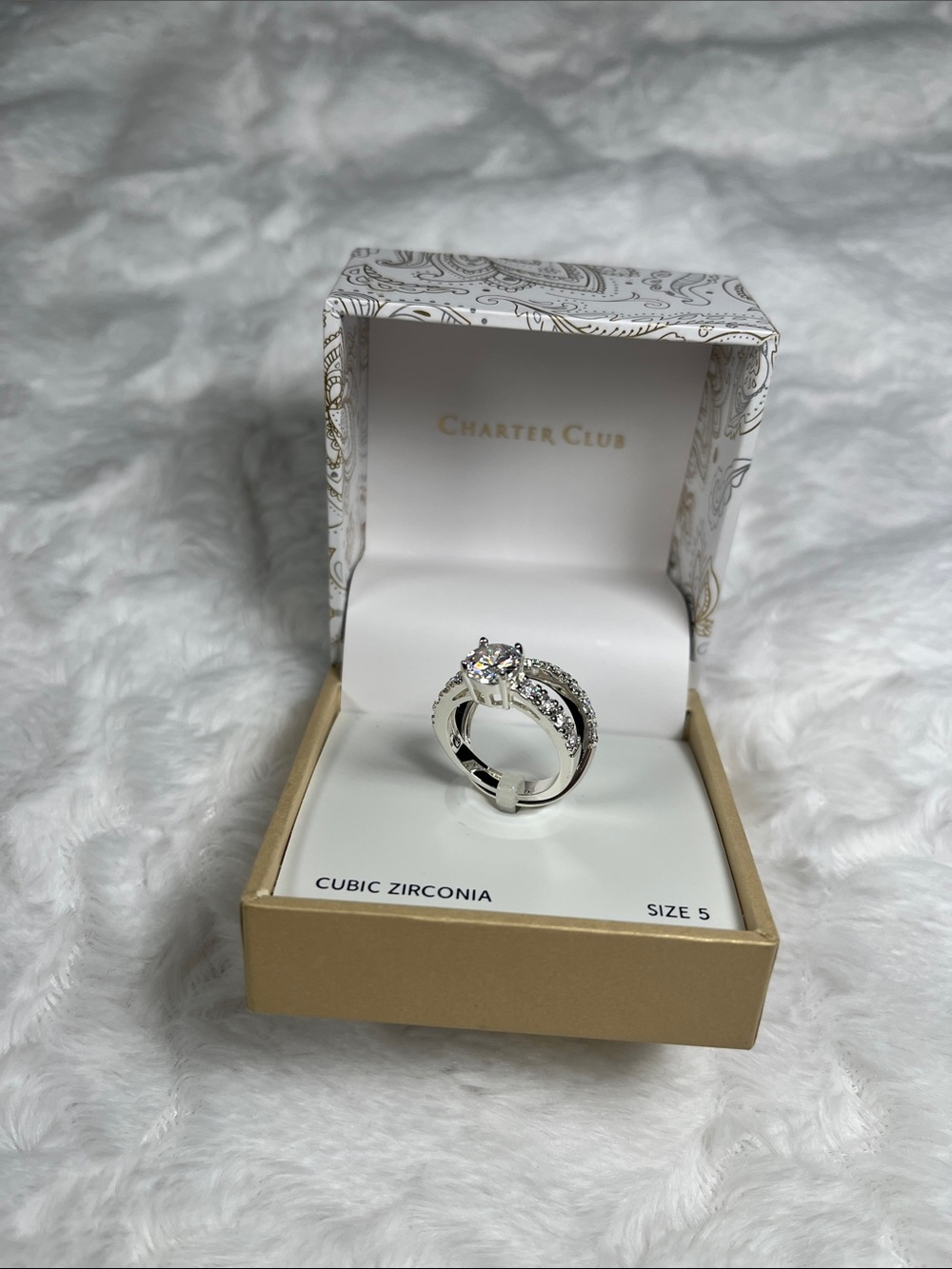 Charter Club Silver-Tone Cubic Zirconia Bridal Ring Set